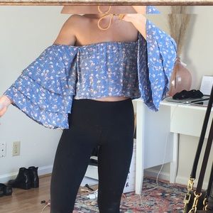 Planet Blue Blue Life cropped shirt